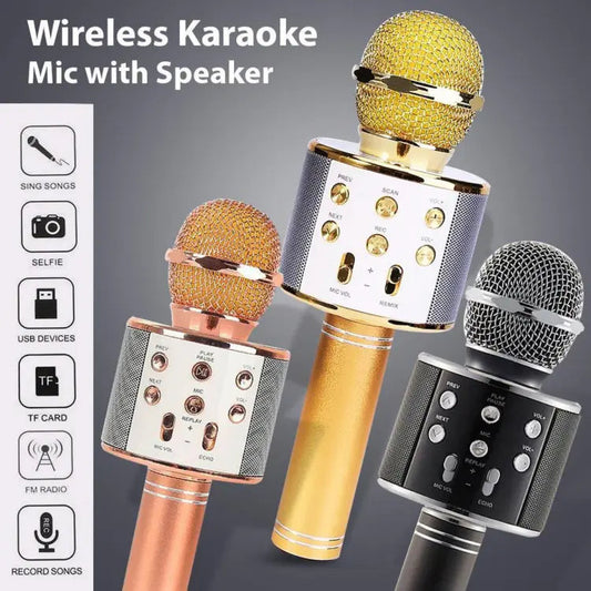 3-in-1 Handheld Portable Bluetooth Karaoke Microphone Recording Mic Speaker Machine