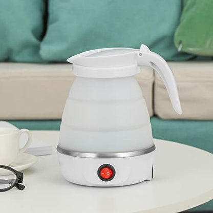 Foldable Portable Kettle | Travel Kettle - Upgraded Food Grade Silicone, 5 Mins Heater To Quickly Foldable Electric Kettle, White 600ML 110V US Plug