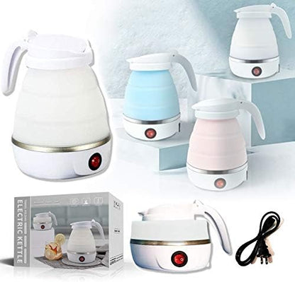 Foldable Portable Kettle | Travel Kettle - Upgraded Food Grade Silicone, 5 Mins Heater To Quickly Foldable Electric Kettle, White 600ML 110V US Plug