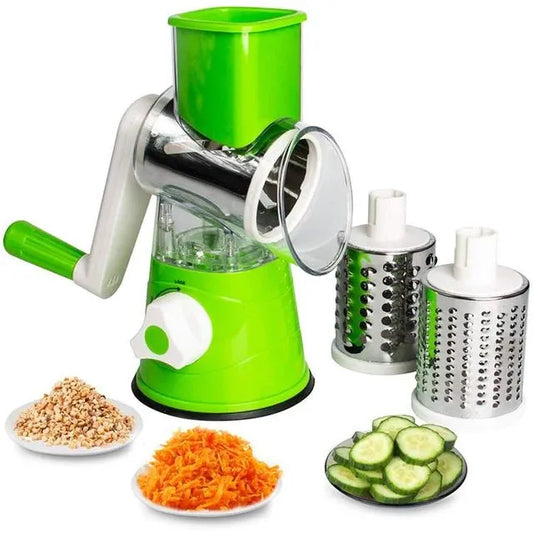 Manual Vegetable Cutter Slicer, Multifunctional Round Grater, Kitchen Gadget Food Processor, Blender Cutter Table Top Drum Grater