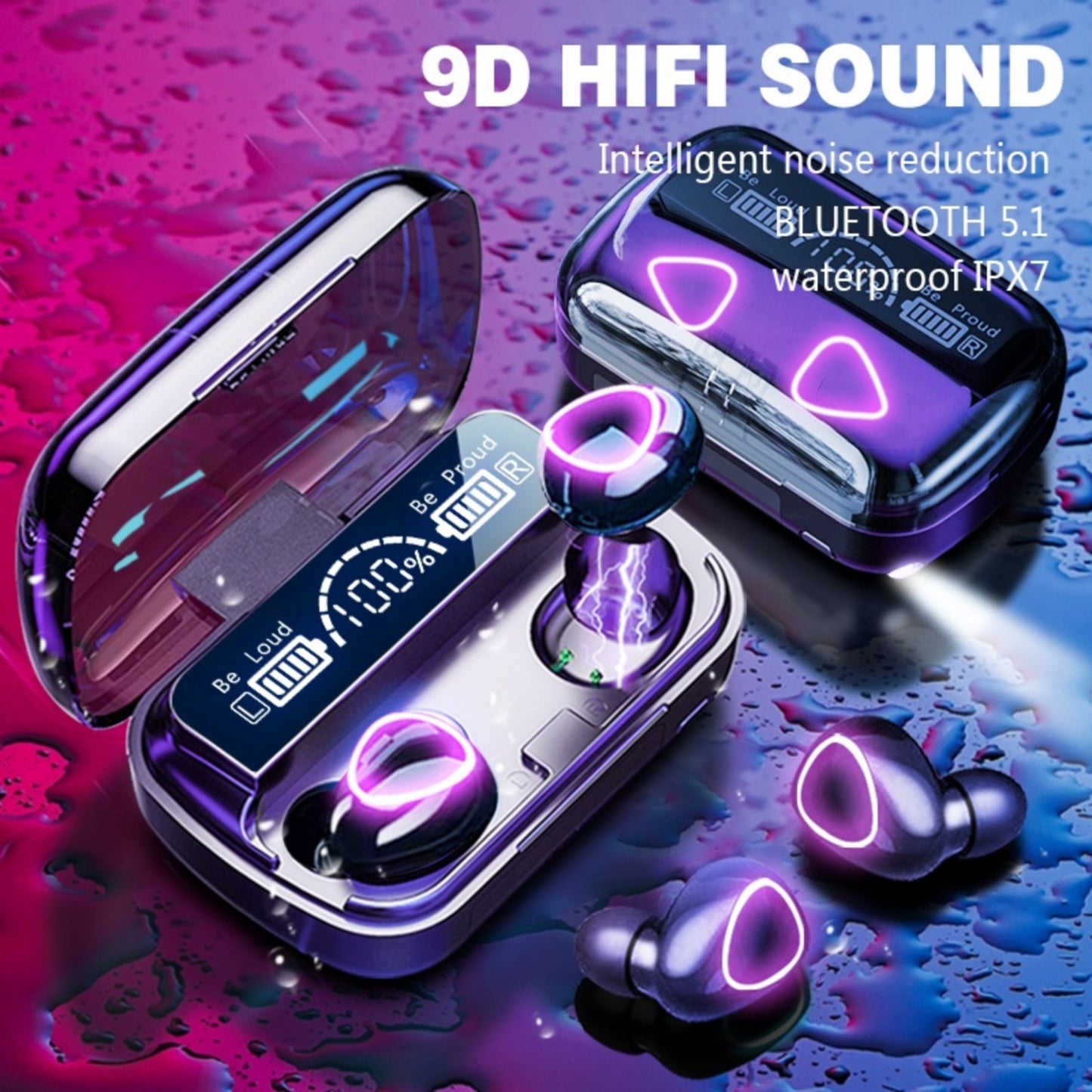 M10 Waterproof Bluetooth Wireless Headset with LED Display + Power Bank