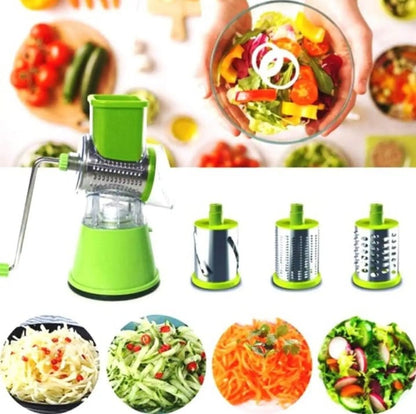 Manual Vegetable Cutter Slicer, Multifunctional Round Grater, Kitchen Gadget Food Processor, Blender Cutter Table Top Drum Grater